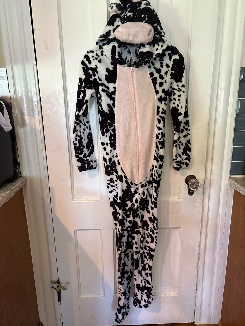 Secret Treasures Cow Black and White Cow-Print Plush Onepiece
